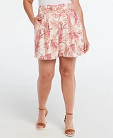 Ella Rafaella Plus Size Linen Blend High Rise Belted Short