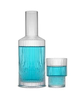 JoyJolt Elle Fluted Bedside Decanter Set