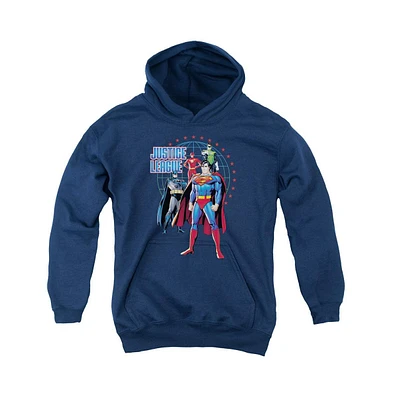 Justice League of America Boys Youth Protectors Pull Over Hoodie / Hooded Sweatshirt