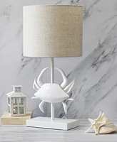 Simple Designs Shoreside 18.25" Tall Coastal White and Polyresin Pinching Crab Shaped Bedside Table Desk Lamp