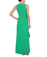 Eliza J Women's V-Neck Cascading-Ruffle Side-Slit Gown