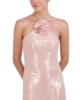 Eliza J Women's Sequined Rosette Halter Dress