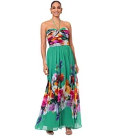 Betsy & Adam Women's Floral-Print Halter Gown