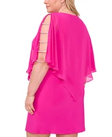 Msk Plus Cape-Overlay Embellished-Ladder Dress