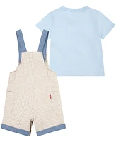 Levi's Baby Boys Gingham Shortall and T-shirt Set