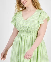 Taylor Plus Gingham A-Line Dress