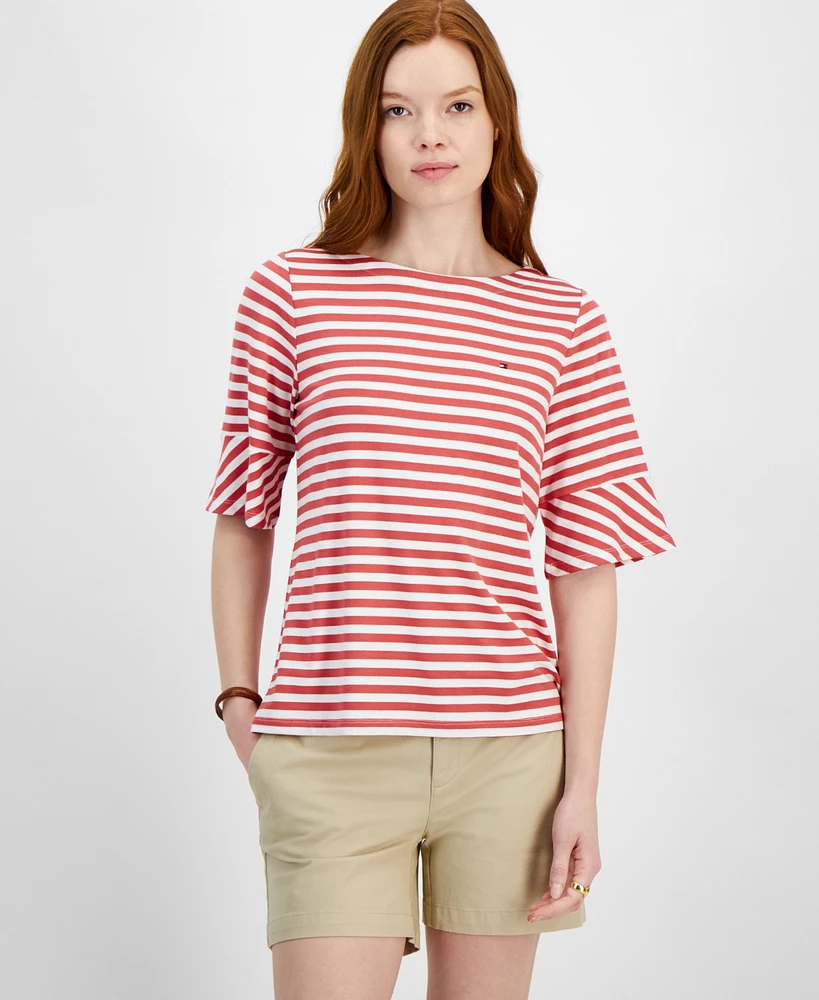 Tommy Hilfiger Women's Mixed-Stripe Crewneck Short-Sleeve Top