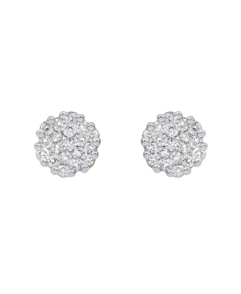 LuvMyJewelry Round Cut Natural Certified Diamond (0.93 cttw) 14k Yellow Gold Earrings Contemporary Stud Design