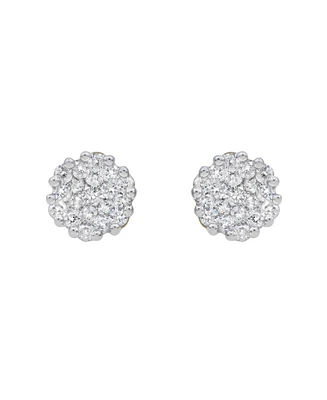 LuvMyJewelry Round Cut Natural Certified Diamond (0.93 cttw) 14k Yellow Gold Earrings Contemporary Stud Design