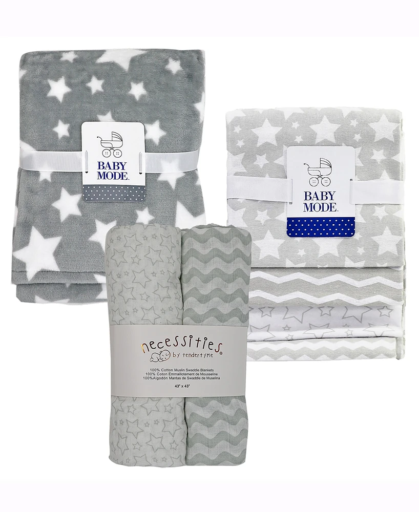 Tendertyme Baby Boys or Baby Girls Stars Nursery Blanket Collection, 7 Piece Set