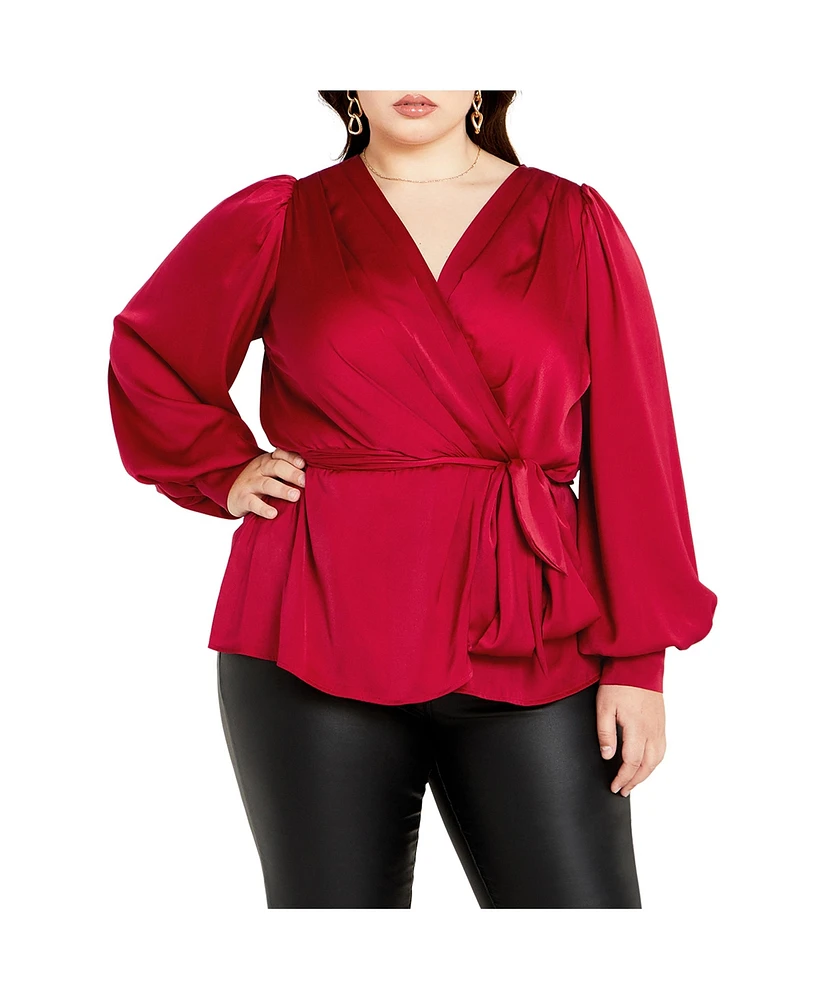 City Chic Plus V-neck Wrap Top