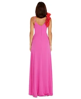 Dress the Population Women's Camelia Ruffled A-Line Maxi Dress - Bright Fuchshia