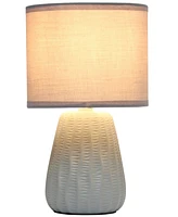 Simple Designs 11.02" Traditional Mini Modern Ceramic Texture Pastel Accent Bedside Table Desk Lamp with Matching Fabric Shade