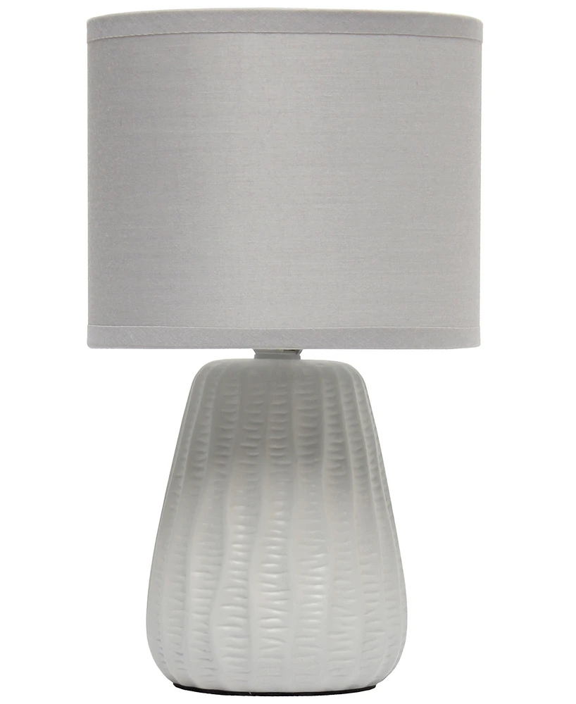 Simple Designs 11.02" Traditional Mini Modern Ceramic Texture Pastel Accent Bedside Table Desk Lamp with Matching Fabric Shade