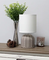 Simple Designs 10.43" Petite Contemporary Webbed Waves Base Bedside Table Desk Lamp with White Fabric Drum Shade