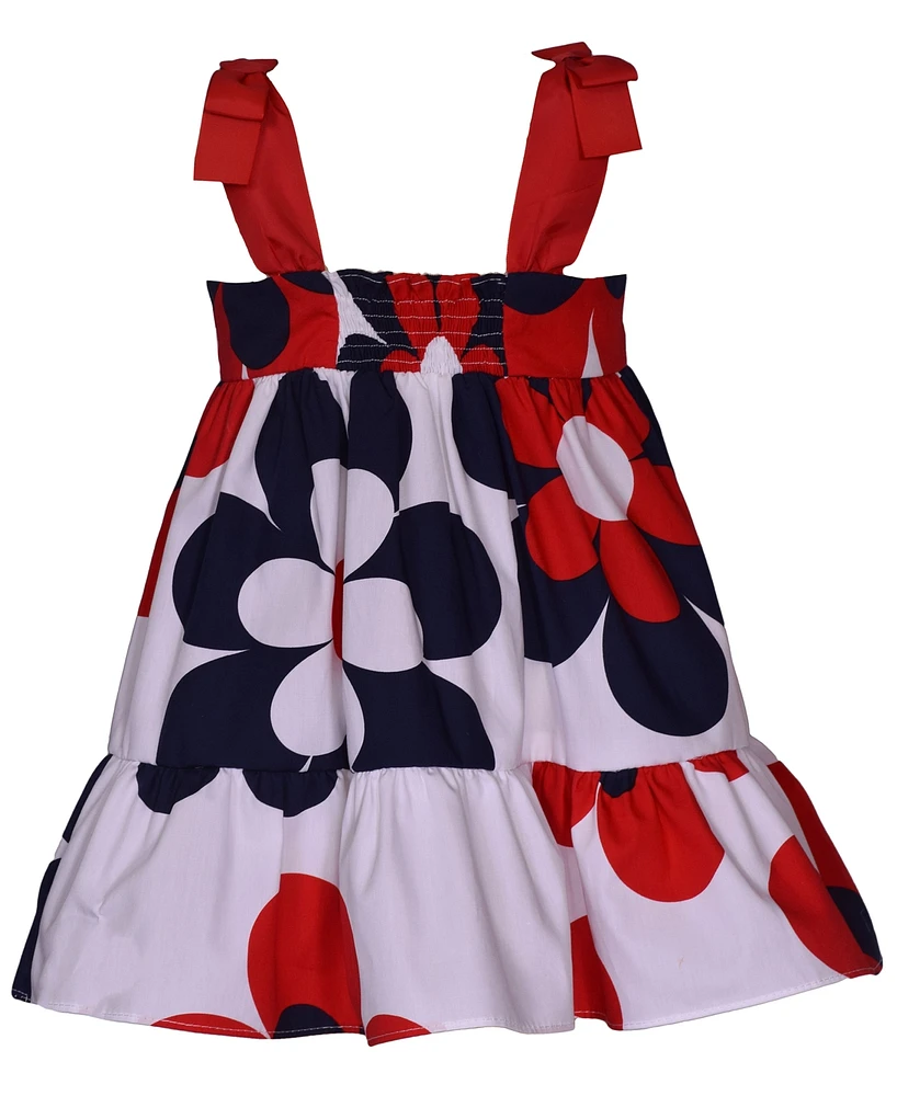 Bonnie Baby Girls Tiered Floral Print Cotton Poplin Dress