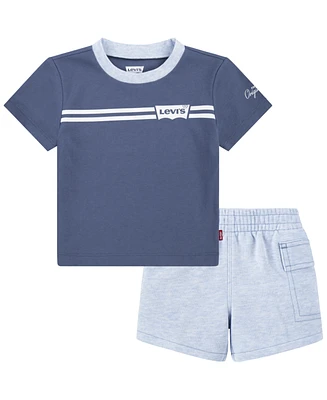 Levi's Baby Boys Batwing Stripe Tee and Cargo Shorts Set