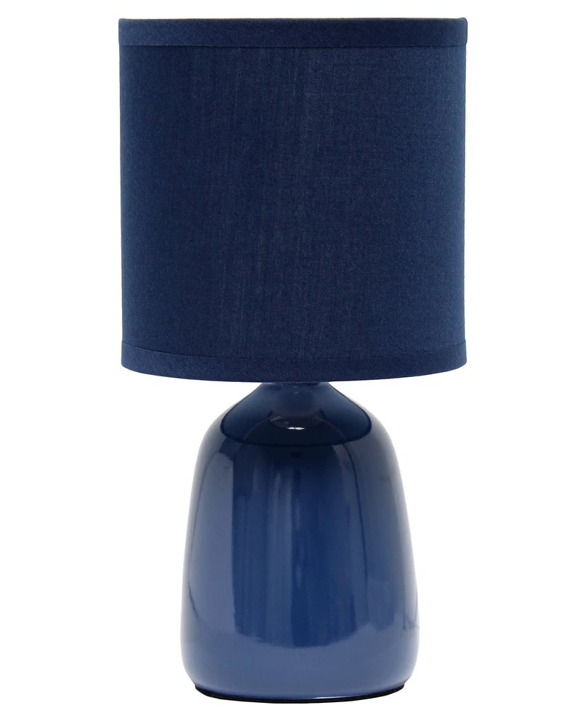 Simple Designs 10.04" Tall Traditional Ceramic Thimble Base Bedside Table Desk Lamp with Matching Fabric Shade