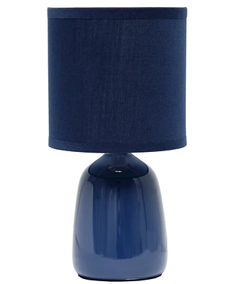 Simple Designs 10.04" Tall Traditional Ceramic Thimble Base Bedside Table Desk Lamp with Matching Fabric Shade