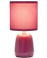 Simple Designs 10.04" Tall Traditional Ceramic Thimble Base Bedside Table Desk Lamp with Matching Fabric Shade