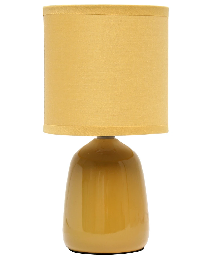 Simple Designs 10.04" Tall Traditional Ceramic Thimble Base Bedside Table Desk Lamp with Matching Fabric Shade