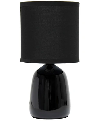 Simple Designs 10.04" Tall Traditional Ceramic Thimble Base Bedside Table Desk Lamp with Matching Fabric Shade