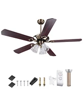 Yescom 51" 5 Blades Ceiling Fan w/ Light Kit Antique Bronze Reversible Remote Control