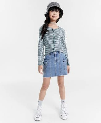 Levis Big Girls Striped Rib Knit Bell Sleeve Top Cargo Skirt