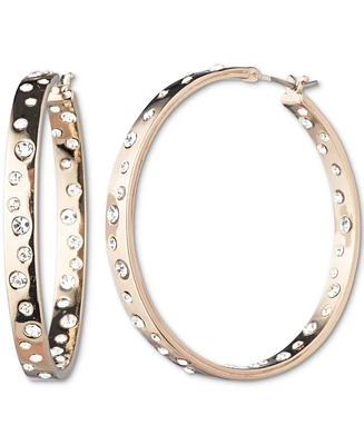 Givenchy Gold-Tone Crystal Scattered Medium Hoop Earrings, 1.3"