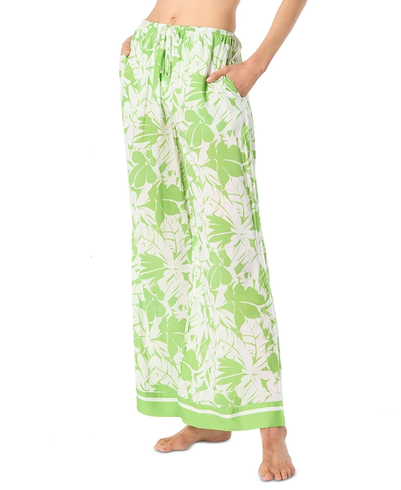 Michael Kors Women's Printed High Rise Wide Leg Cover-Up Pants