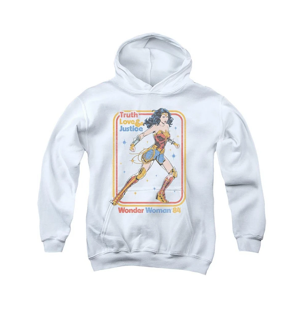 Wonder Woman Boys 84 Youth Retro Justice Pull Over Hoodie / Hooded Sweatshirt