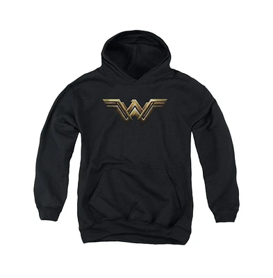 Justice League Boys Movie Youth Wonder Woman Logo Pull Over Hoodie / Hooded Sweatshirt