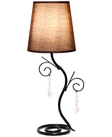 Creekwood Home Priva 19" Contemporary Metal Winding Ivy Table Desk Lamp with Brown Fabric Shade