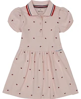 Tommy Hilfiger Toddler Girls Pique Polo Logo-Print Short Sleeve Dress