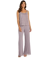 R & M Richards Women's 3-Pc. Pleated Glittered Jacket, Tank Top Pant Set