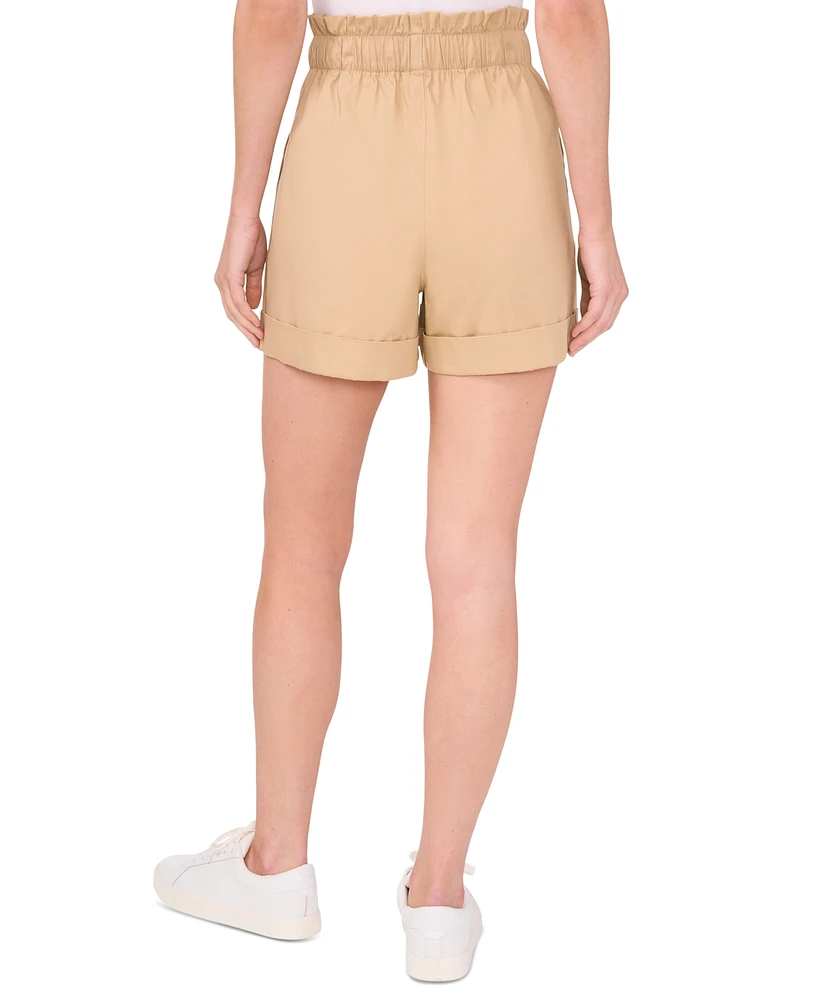CeCe Women's Paperbag-Waist Cuffed Shorts