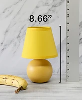 Creekwood Home Nauru 8.66" Traditional Petite Ceramic Orb Bedside Table Desk Lamp with Tapered Drum Fabric Shade