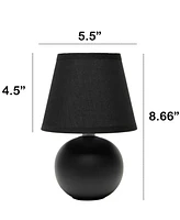 Creekwood Home Nauru 8.66" Traditional Petite Ceramic Orb Bedside Table Desk Lamp with Tapered Drum Fabric Shade