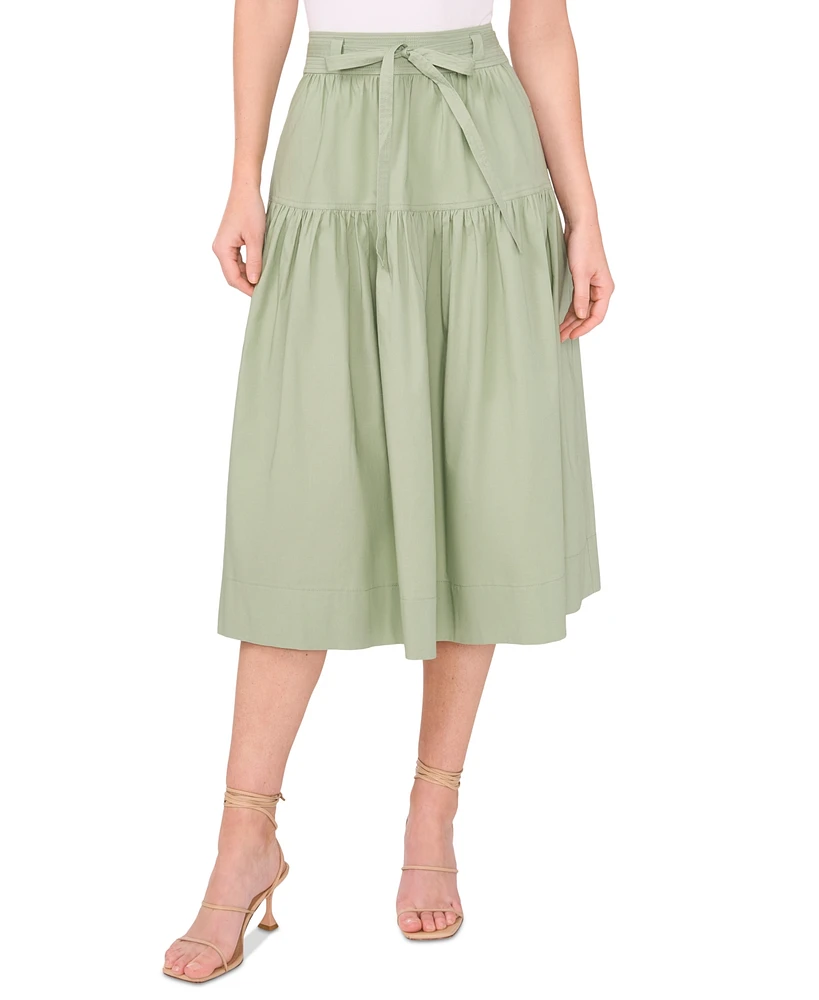 CeCe Women's Tie-Waist A-Line Midi Skirt