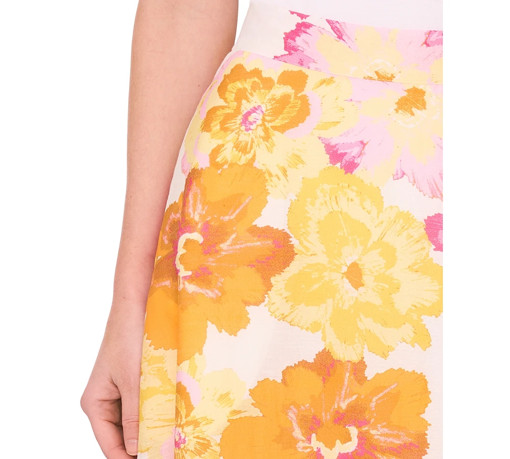 CeCe Women's Floral A-Line Midi Skirt