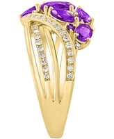 Effy Multi-Gemstone (1-3/4 ct.t.w.) & Diamond (1/4 ct. t.w.) Cluster Statement Ring 14k Gold