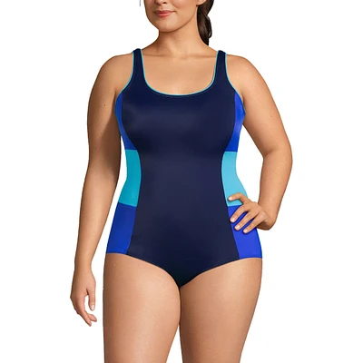 Lands' End Plus Size Chlorine Resistant Soft Cup Tugless Sporty One Piece Swimsuit