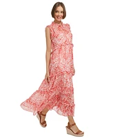 Tommy Hilfiger Women's Tiered Floral Chiffon Maxi Dress