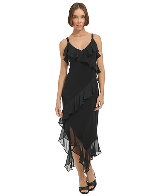 Tommy Hilfiger Women's Ruffled Sleeveless Midi Dress