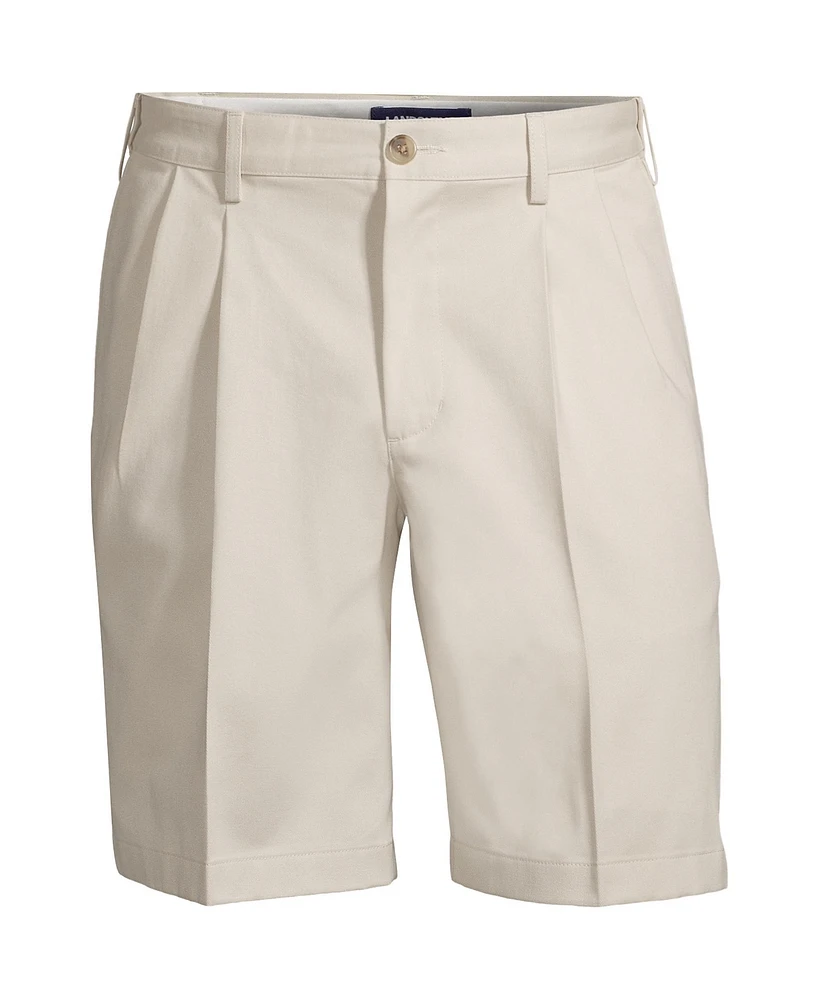Lands' End Men's No Iron 9" Comfort Waist Pleated Front Chino Short