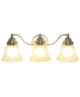 Lalia Home Essentix Traditional Three Light Curved Metal, Alabaster White Glass Shade Vanity Uplight Downlight Wall Mounted Fixture