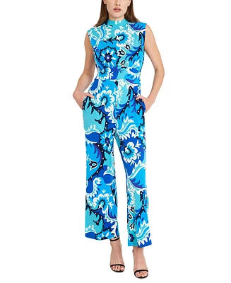 Donna Morgan Women's Mock Neck Tie-Back Jumpsuit