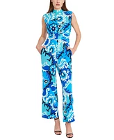 Donna Morgan Women's Mock Neck Tie-Back Jumpsuit