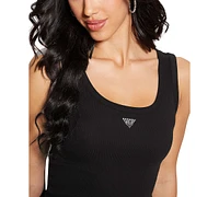 Guess Women's Ribbed Triangle-Bling Tank Top