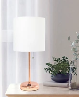 Creekwood Home Oslo 19.5" Contemporary Bedside Power Outlet Base Standard Metal Table Desk Lamp